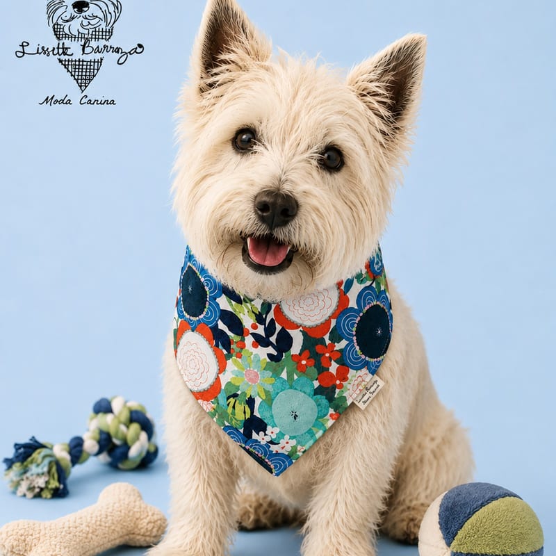 Floral Bandana, Blue Reverse, for your dog