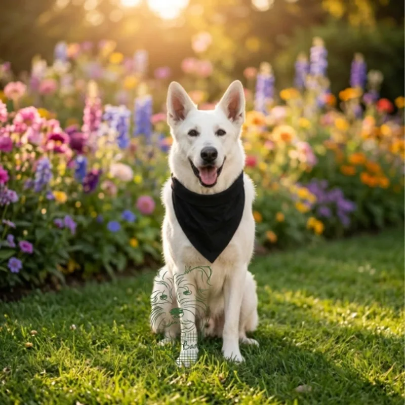 Bandana negra floral en jacquard, para tu perro