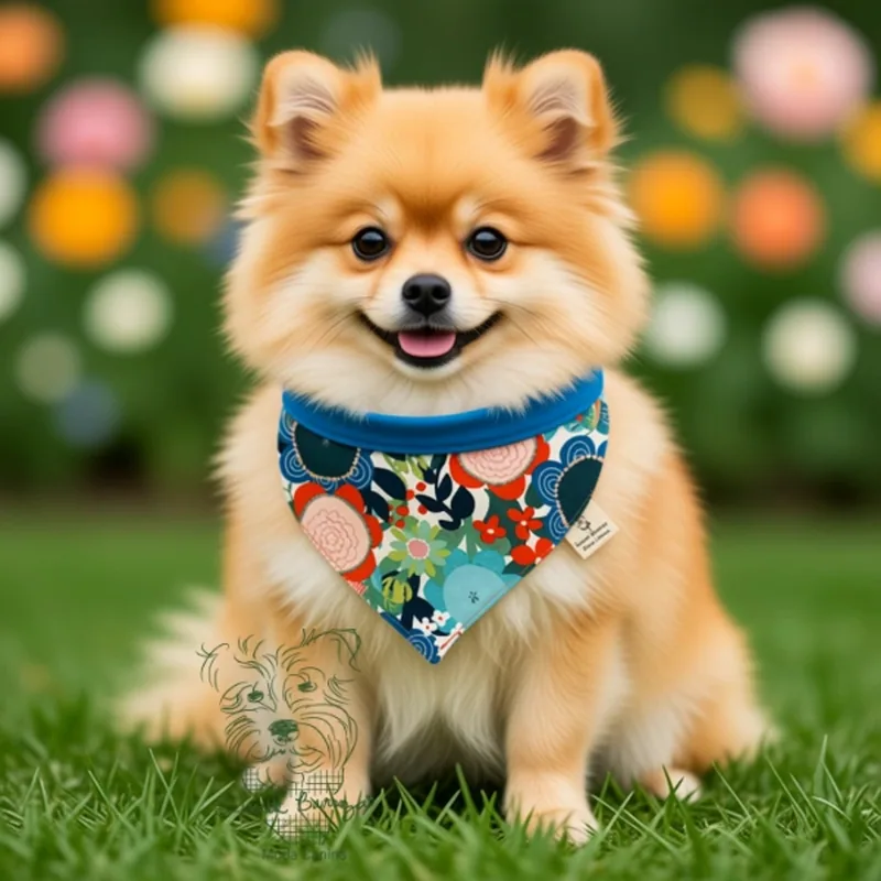 Bandana floral con azul, para tu perro