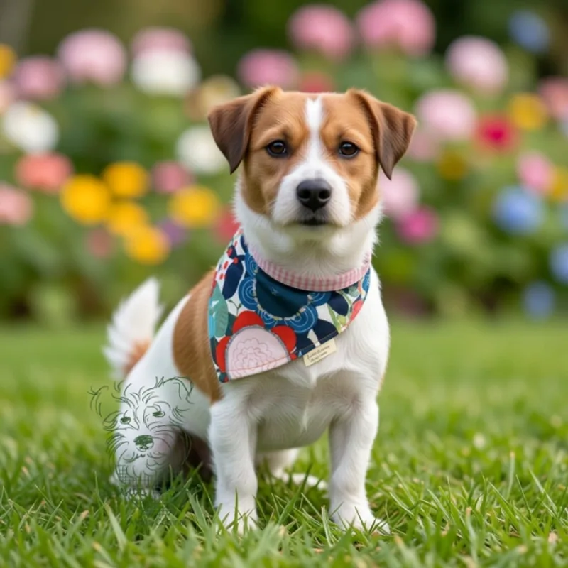 Floral Bandana, Pink Stripe, for your dog
