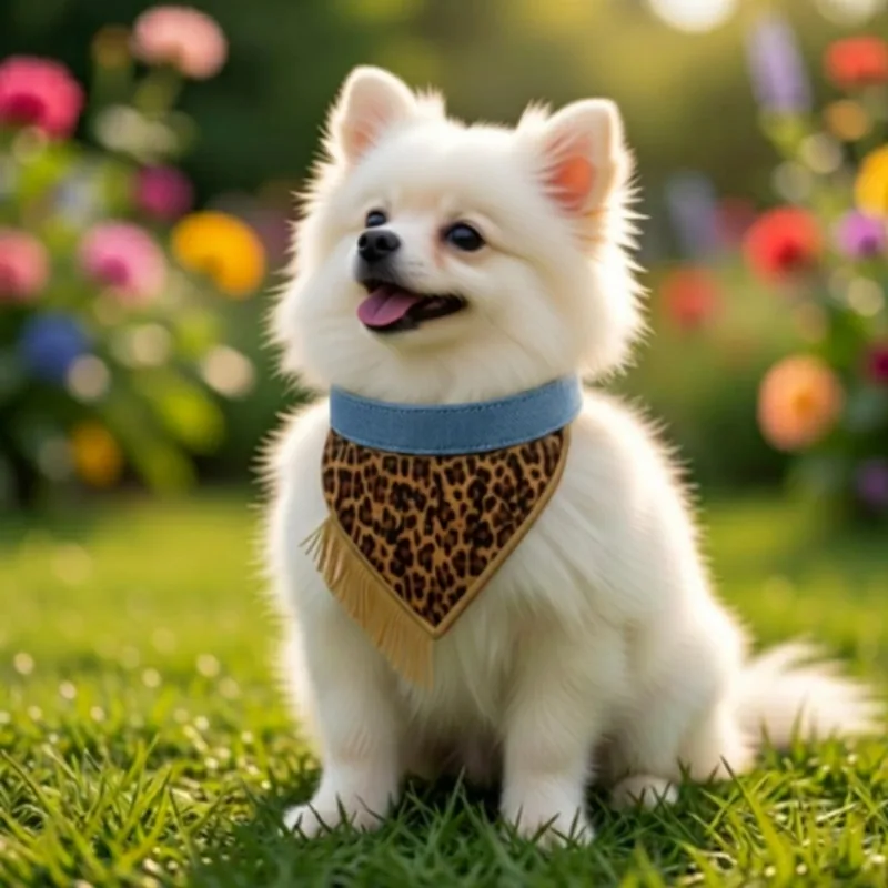 Leopard Bandana, Gold Fringe, for your dog